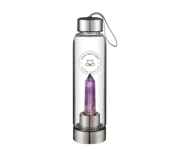 YOGA BOUTIQUE Get energized, get happy! Crystal Water Bottle Amethyst silber