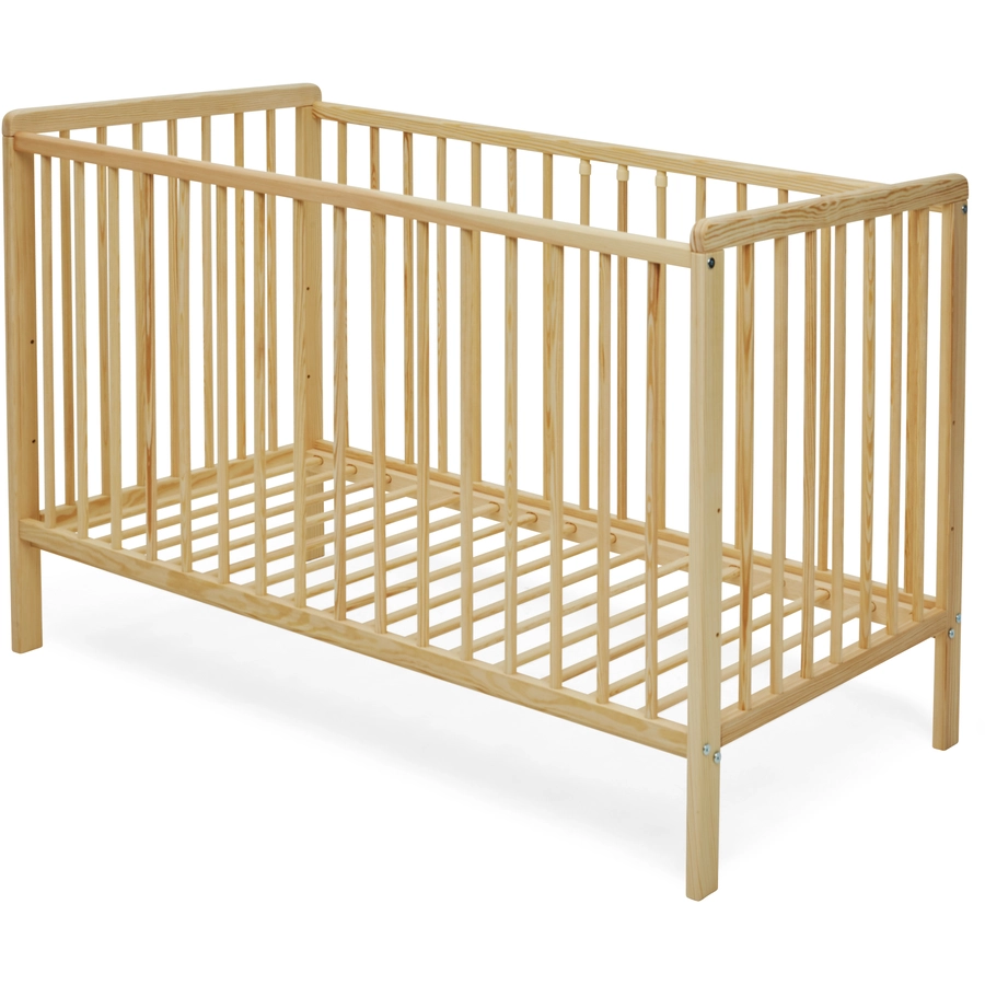 Kids Collective Babybett Gitterbett 60x120 höhenverstellbar & herausnehmbare Sprossen natur mit Matratze