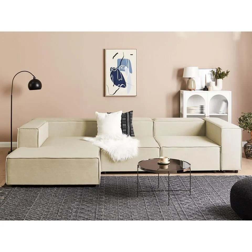 APRICA - Chaise longue - Beige - Rechterzijde - Linnen