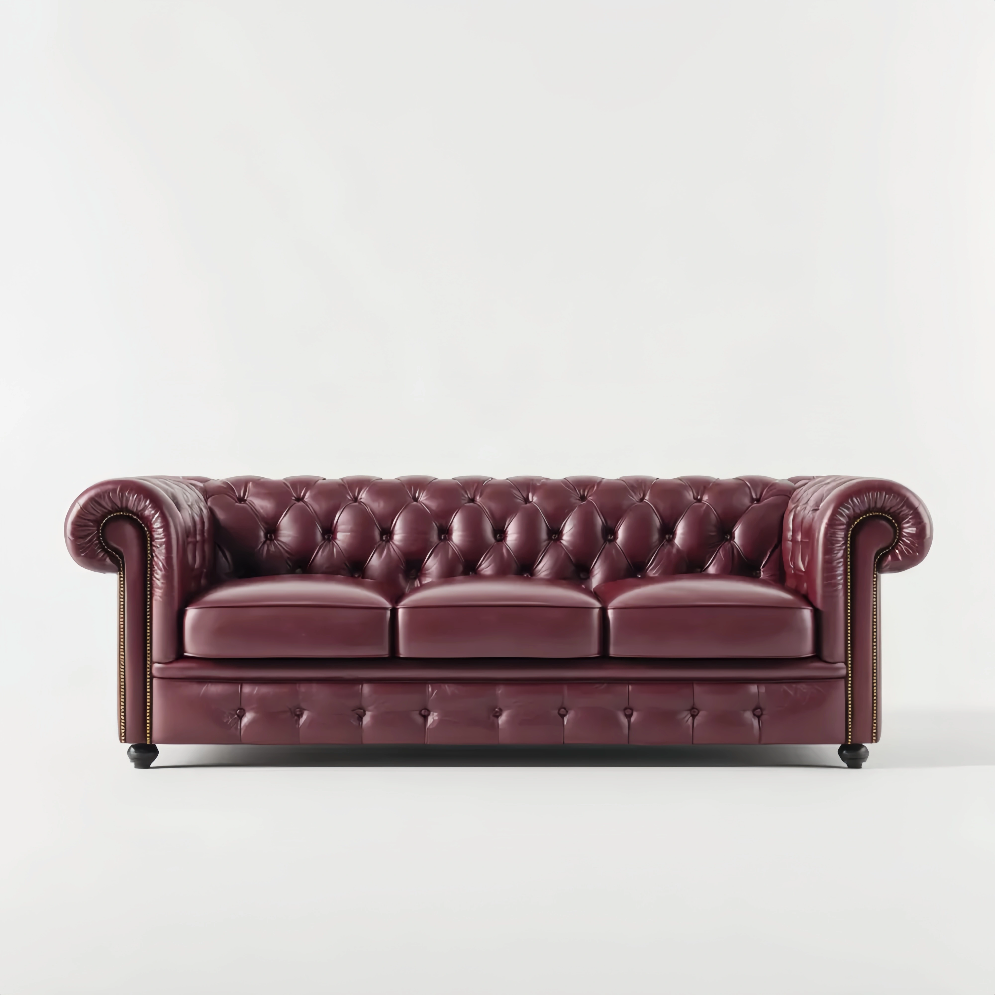 3-Sitzer-Sofa aus Leder 200x80x75 cm – Dunkelrot – Klassisches Design