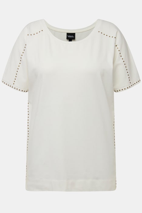 T-Shirt, Ziernieten, Oversized, Rundhals, Halbarm