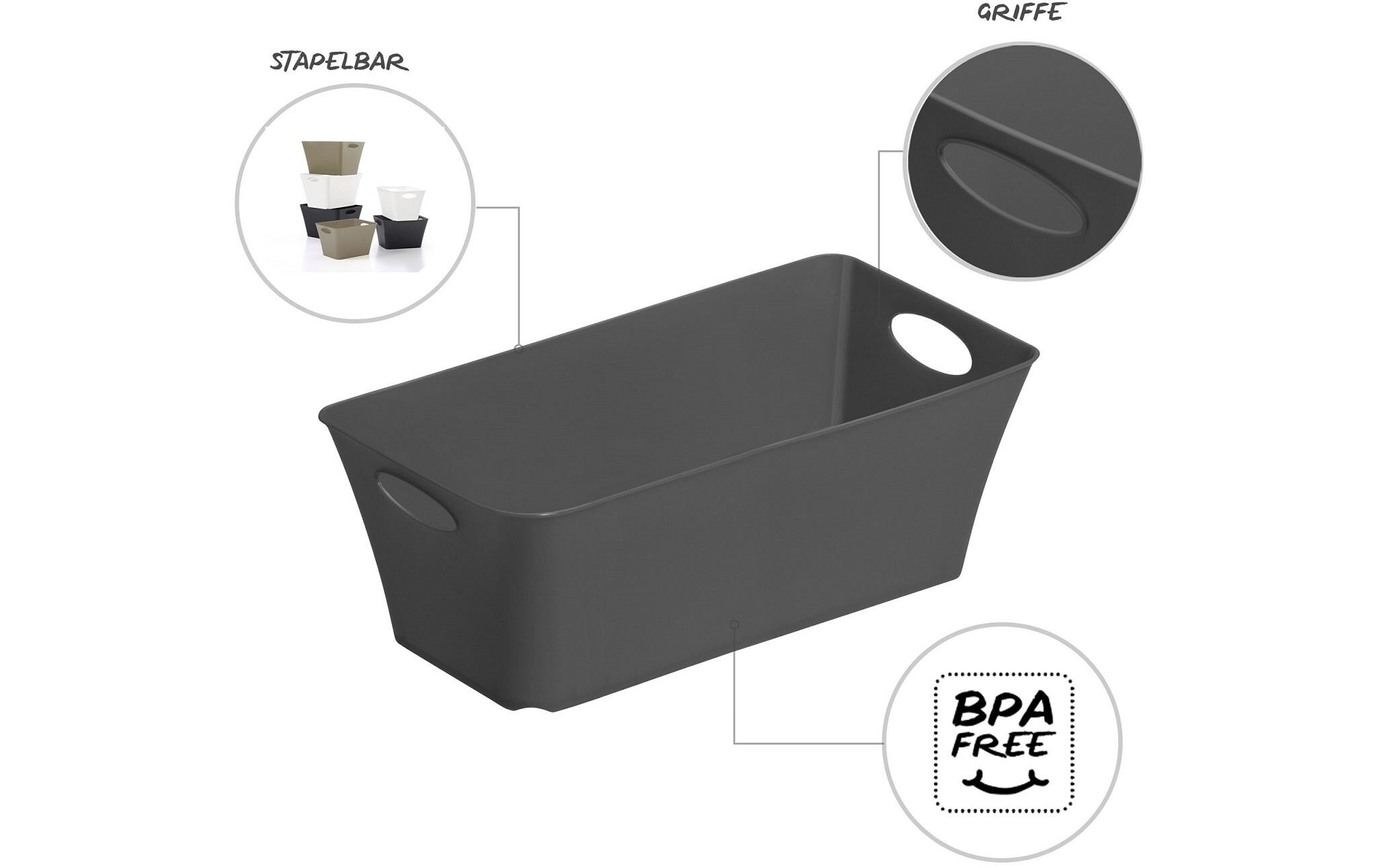 Aufbewahrungsbox Living Box 2 l AnthrazitAufbewahrungskorb mit integrierten Griffen