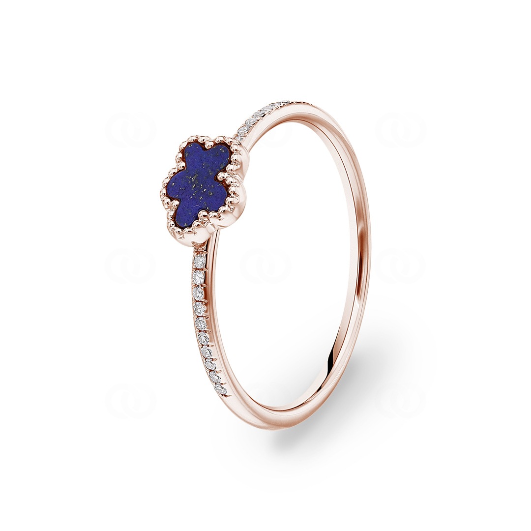 Ring 750/18 K Roségold mit Lapislazuli & Diamanten 0.05 ct H/si