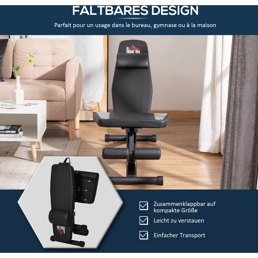 HOMCOM Hantelbank mit einstellbarer Position schwarz