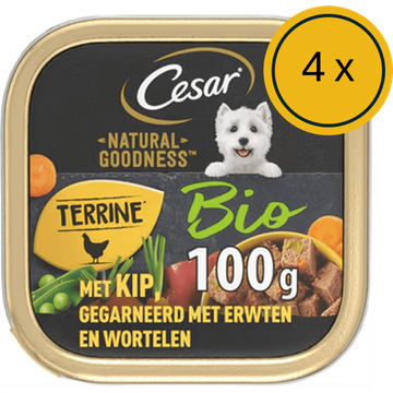 Cesar Natural Goodness - Nat Hondenvoer - Biologische Kip 4 x 100g