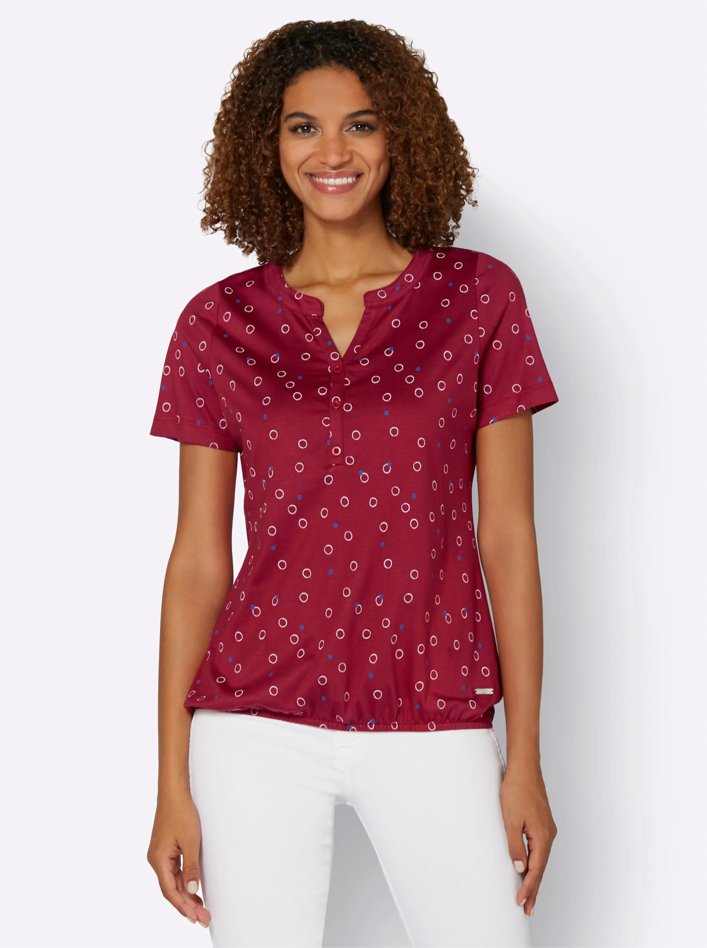 Print-Shirt in kirsche-weiß-bedruckt