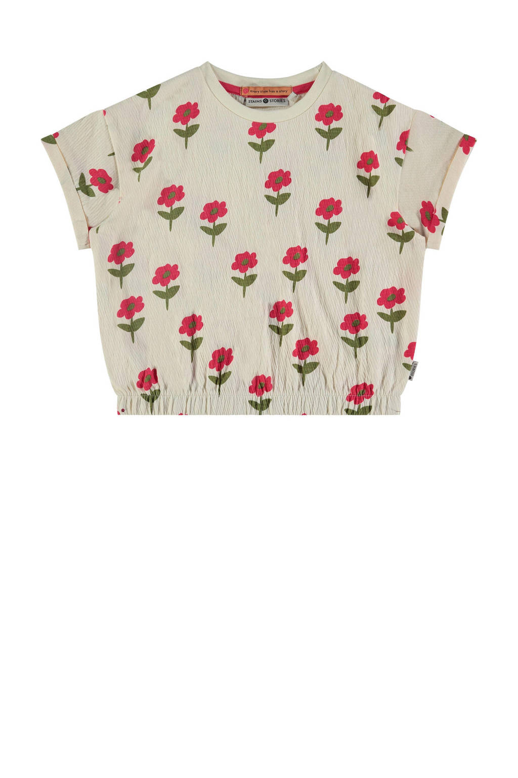 Stains&Stories T-shirt met all over print ecru