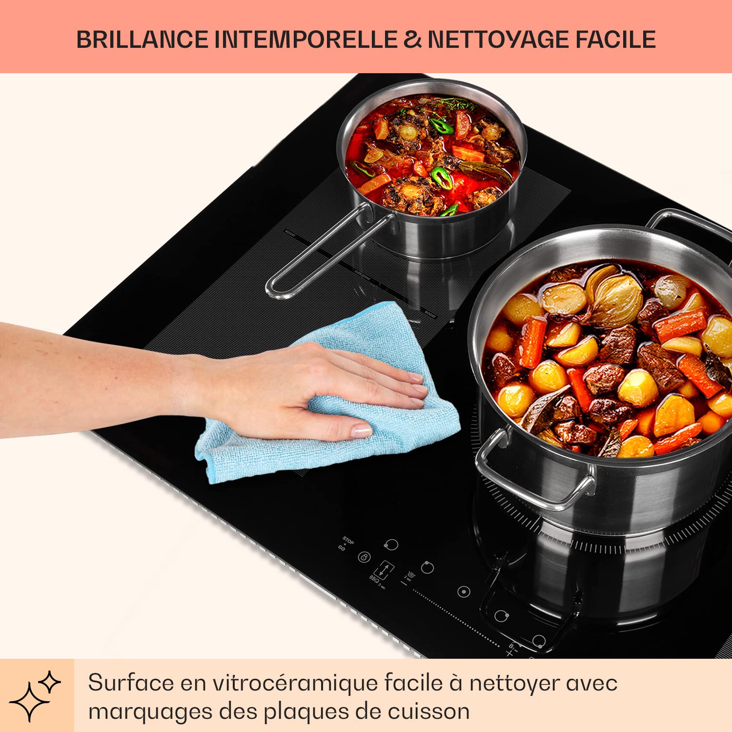 Klarstein Plaque de Cuisson Electrique à Induction 9300W, Plaque Encastrées 5 Feux, Tables de Cuisson Encastrable, Contrôle Tactile, Rechaud pour la C