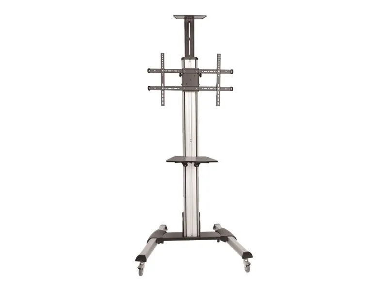 StarTech.com Heavy Duty Rolling Portable TV Cart Stand with Wheels - 32 to 75 inch - Adjustable Rotating Mobile Flat Panel Screen Mount (STNDMTV70) - Vogn med hjul - for fladt panel - plastik, aluminium, stål - sort, sølv - skærmstørrelse: 32