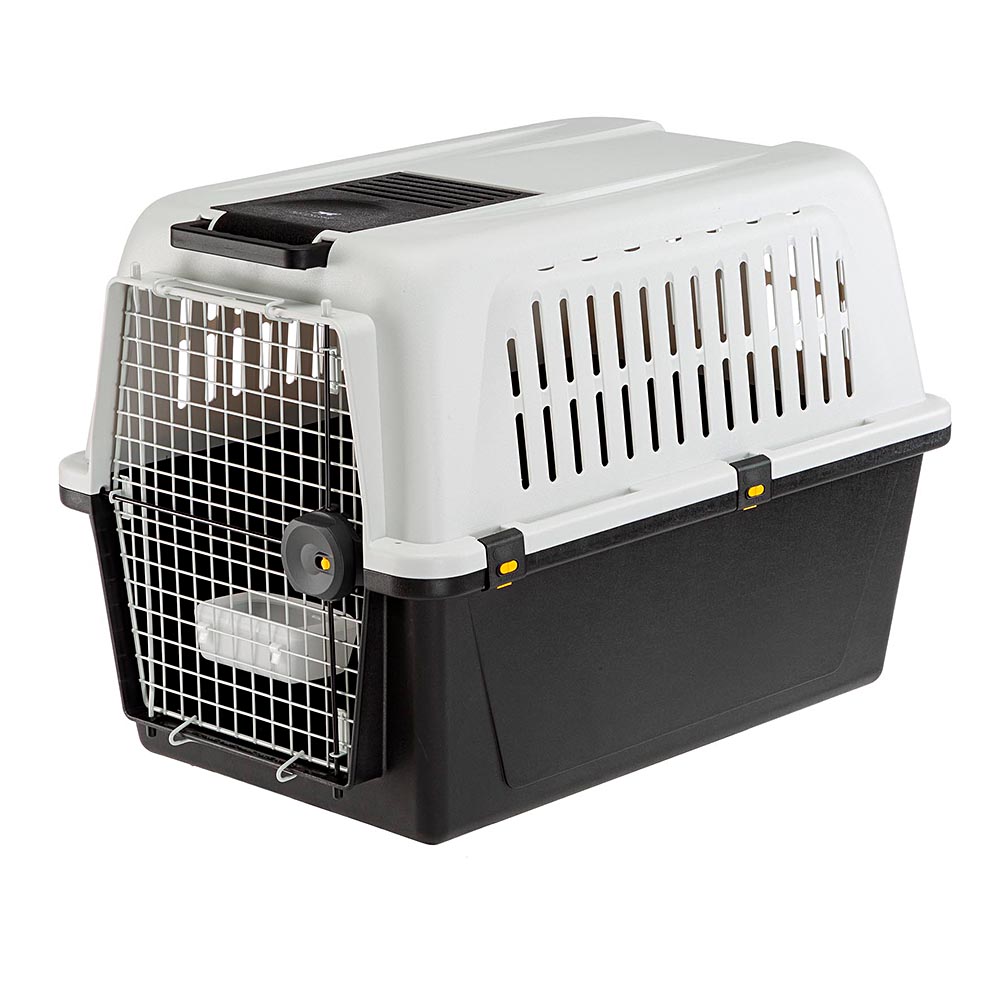 Panier de transport pour chiens de taille moyenne à grande atlas 50, avec écuelle et accessoires inclus, verrouillage de sécurité,