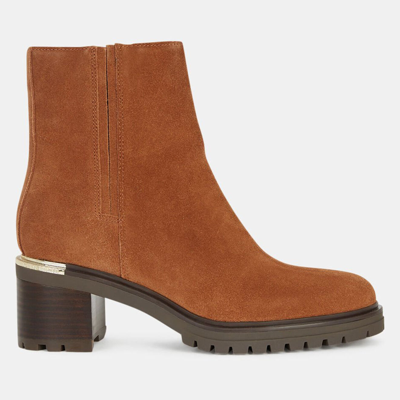 Tommy Hilfiger Bottines en Velours de Cuir Tl cognac - Talon 6,5 cm