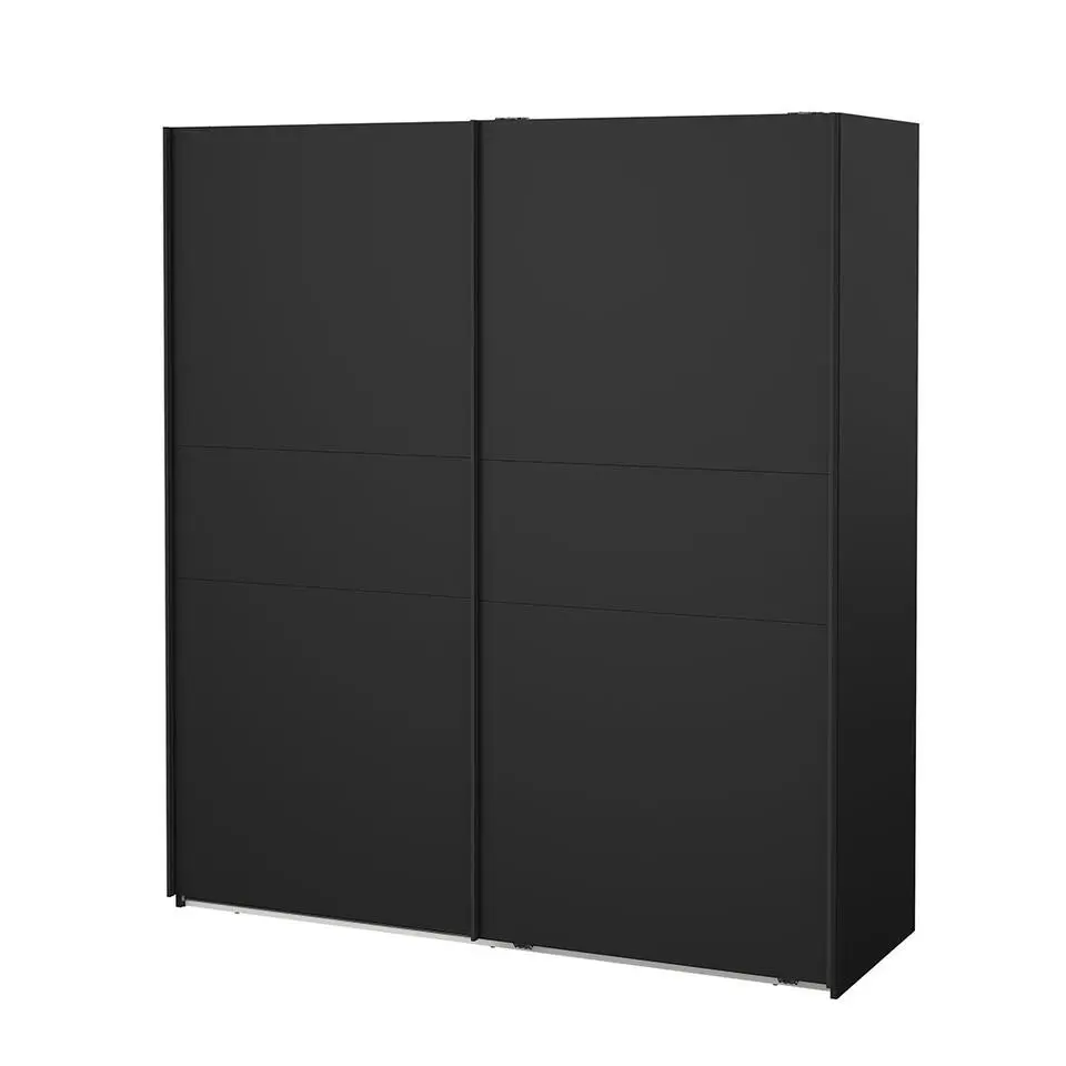 Hioshop Como schuifdeurkast 2 deuren 180x200cm mat zwart