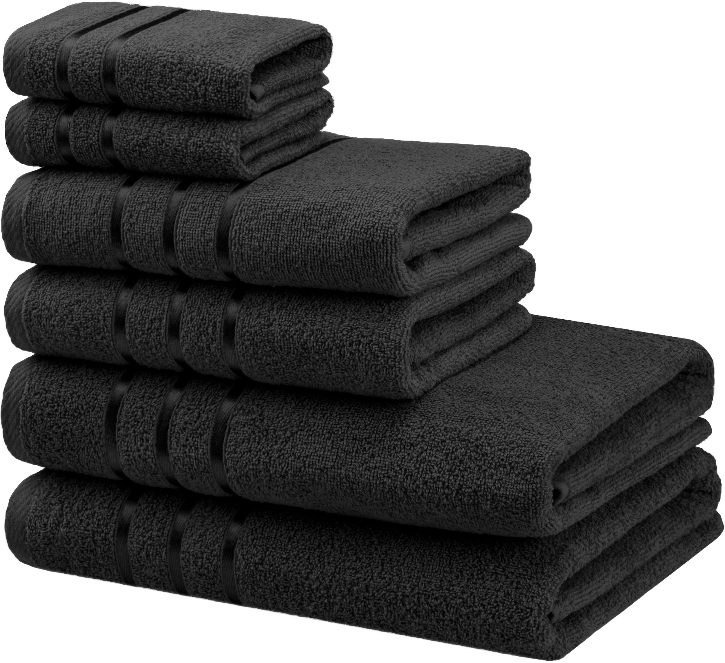 Bruno Banani Handtuch Set »Clement, Duschtücher, Handtücher, Seiftücher« Set mit dezent glänzender Streifenbordüre, einfarbig, aus 100% Baumwolle