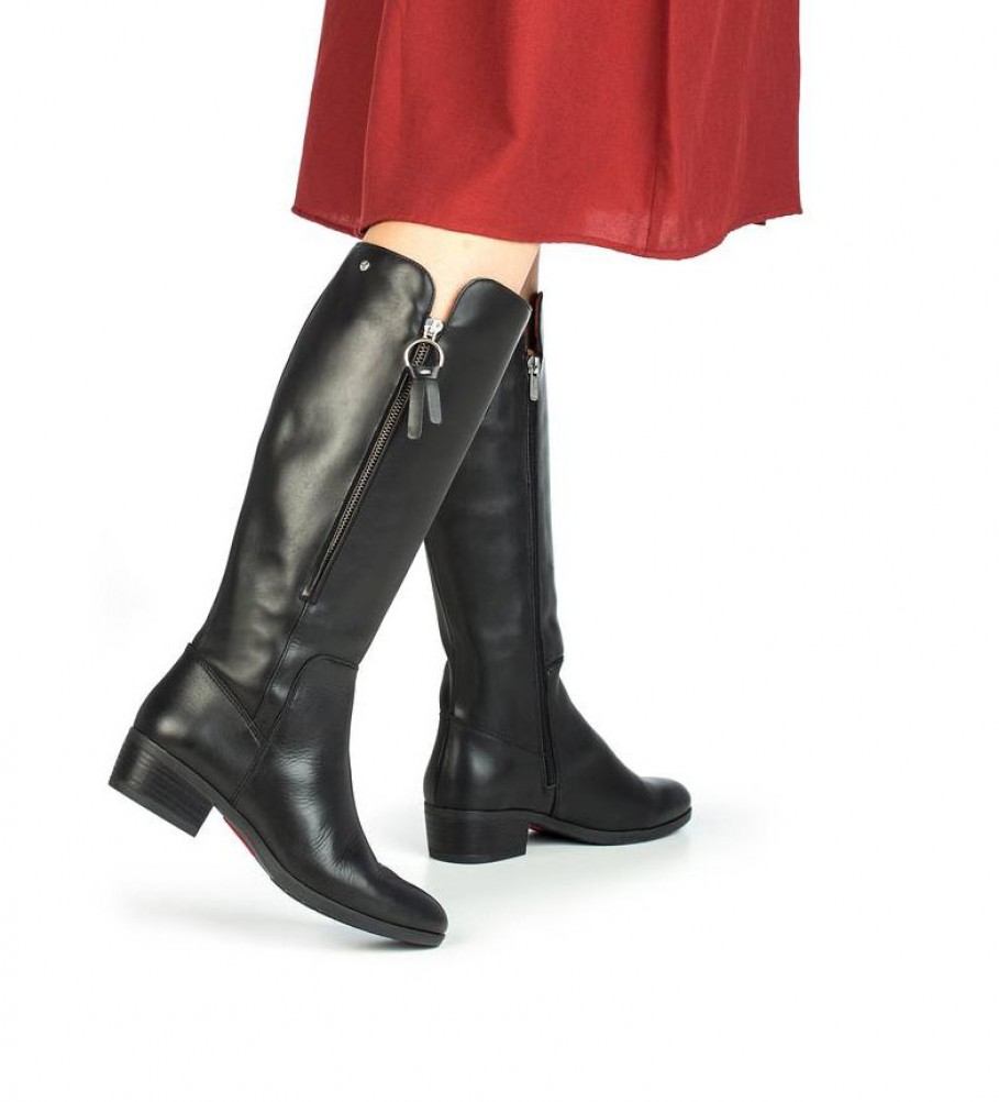 Botas Pikolinos Daroca W1U em couro preto - Altura do salto: 4 cm -