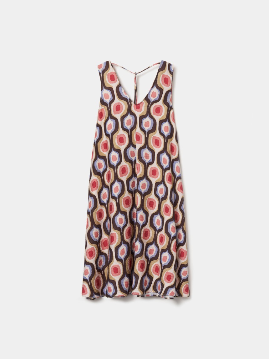 Vestido curto com estampado geométrico