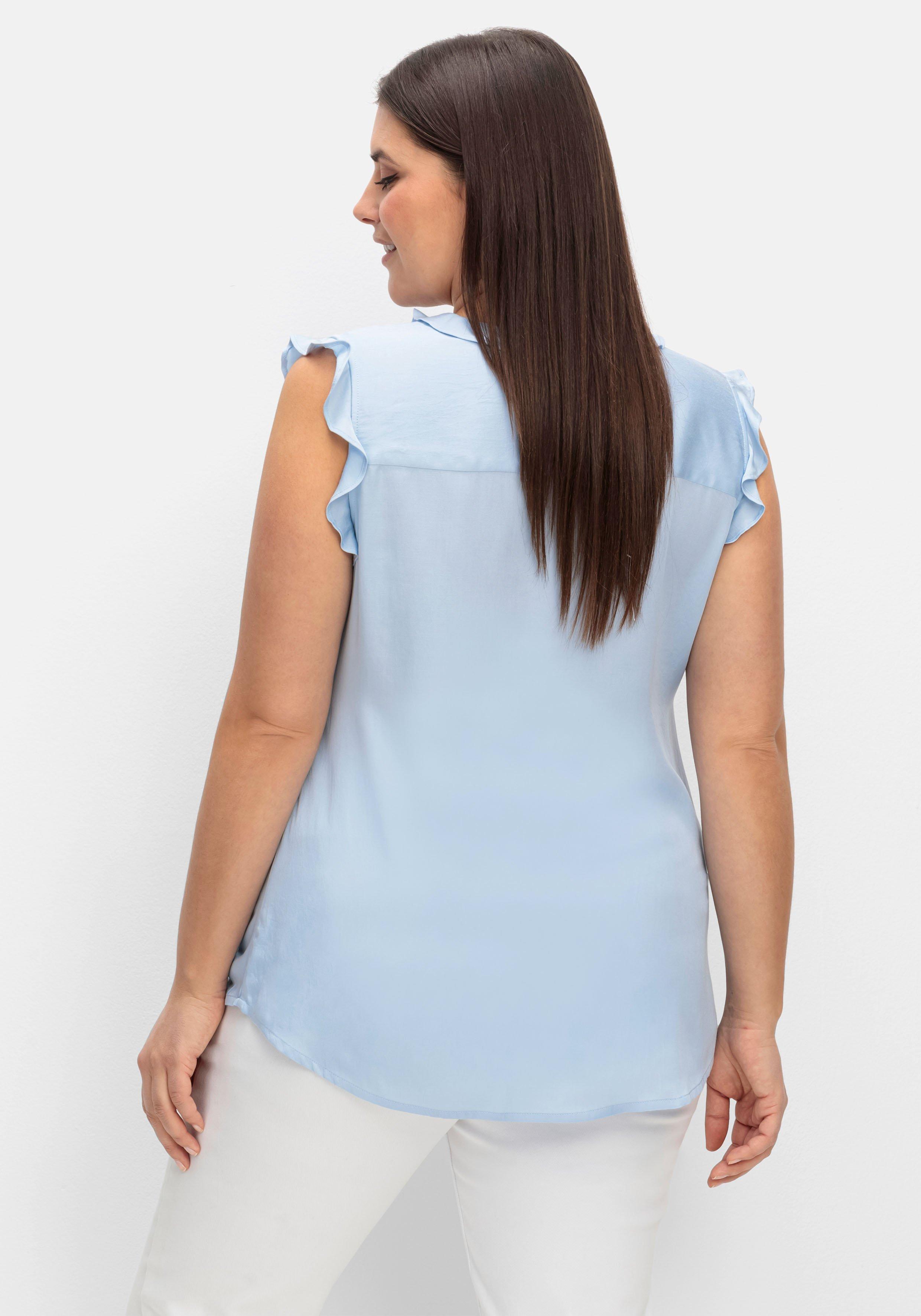 Bluse in ärmelloser Form mit Volants, aus Viskose