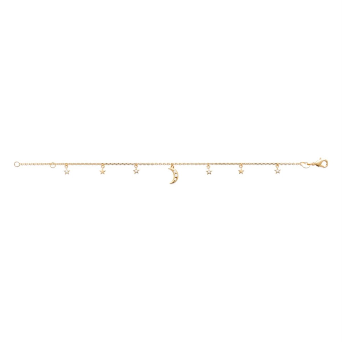 Bracelet lune et étoiles oxydes de zirconiums Plaqué OR 750 3 microns