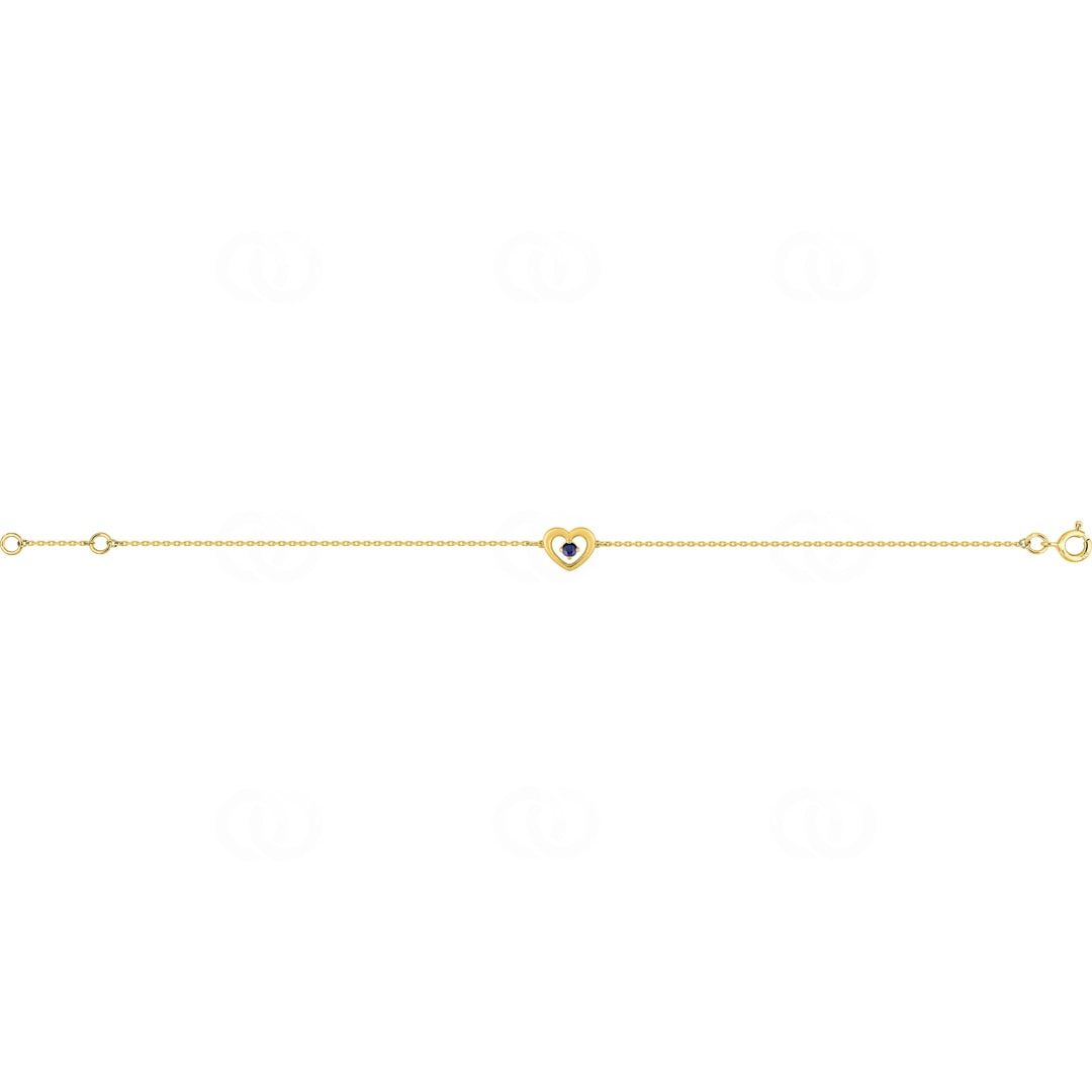 Armband 750/18 K Gelbgold Herz mit Saphir