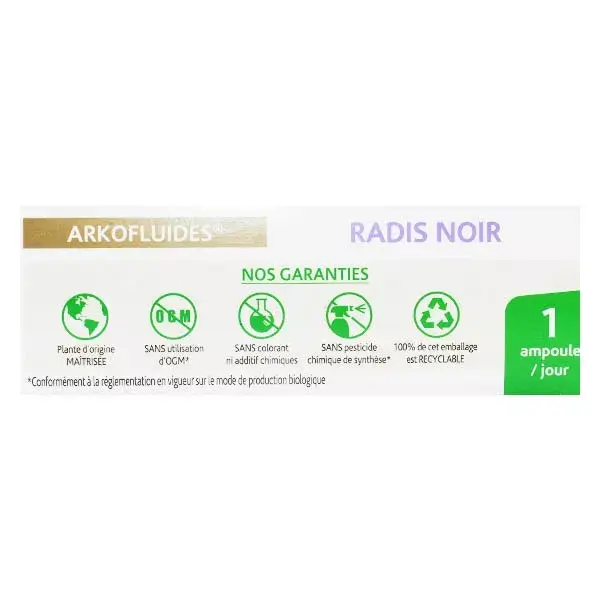 Arkopharma Arkofluides Rabanete Preto Orgânico 20 ampolas