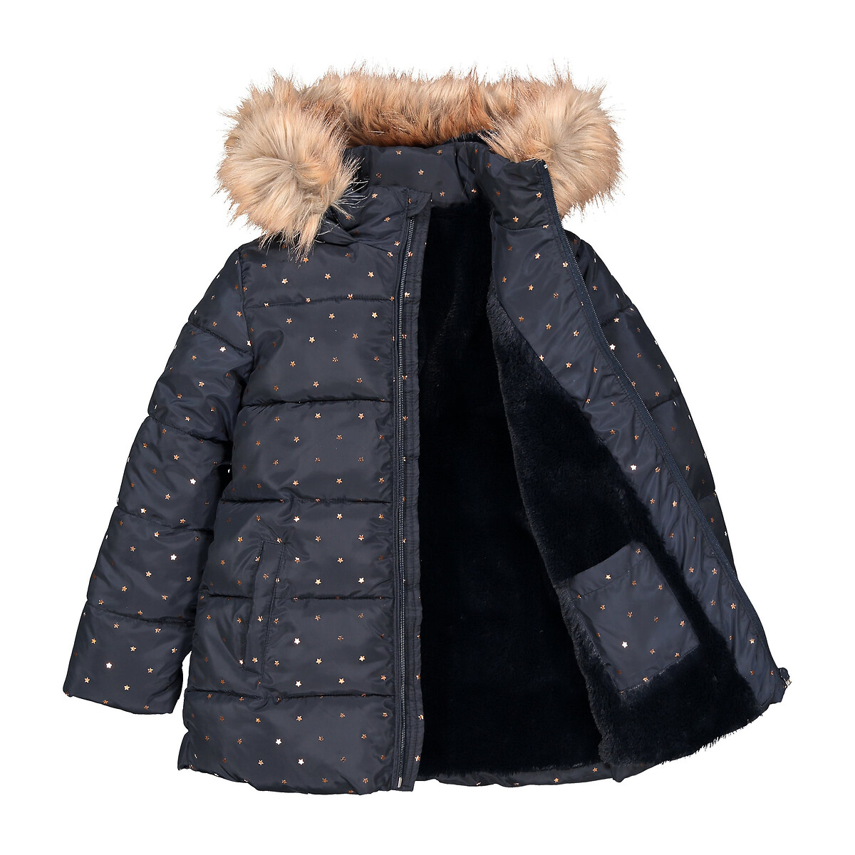 LA REDOUTE COLLECTIONS<br>Jaqueta de plumas com capuz, estampa de estrelas