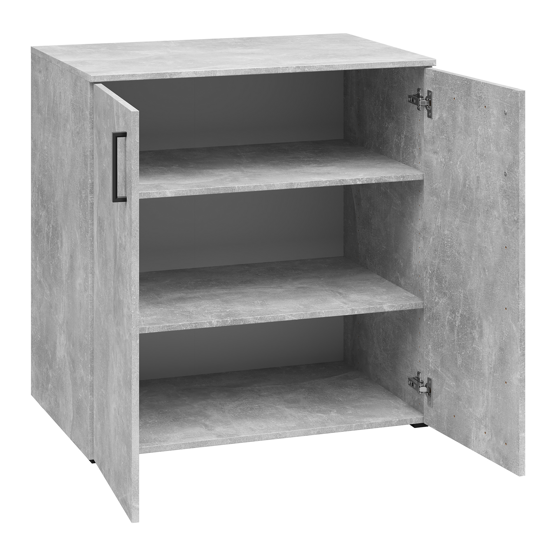 Kommode - Betonoptik - 2 Türen - XL-Tiefe - 80 cm breit