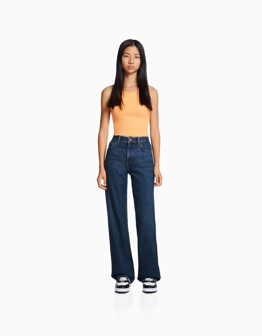 Calça jeans de perna larga
