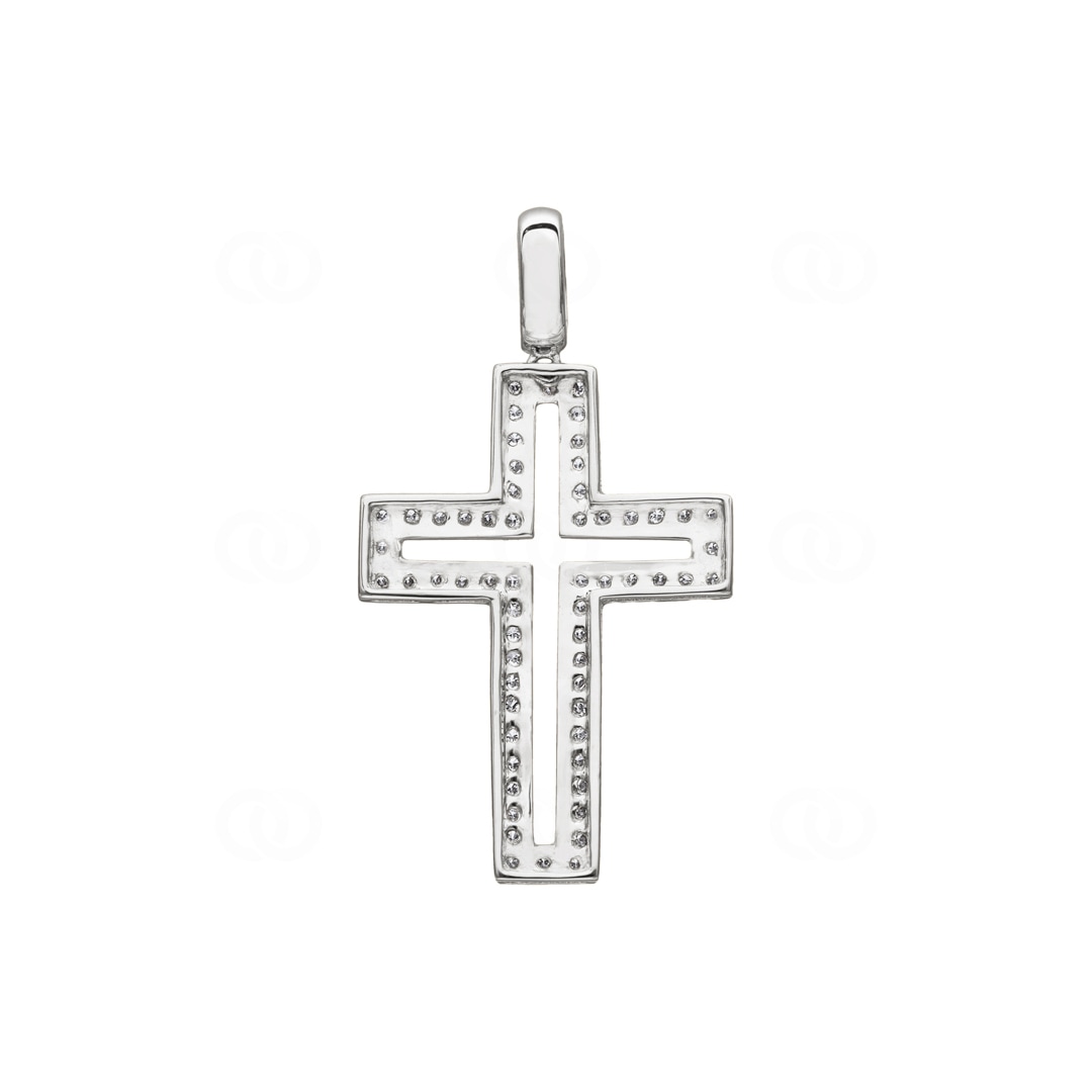 Kreuzanhänger 750/18 K Weissgold mit Diamanten 0.44 ct H/si