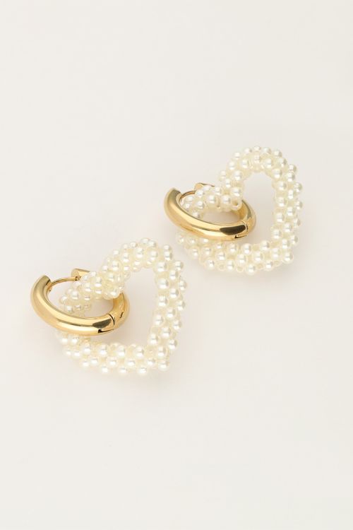 Statement oorringen hartje met parels