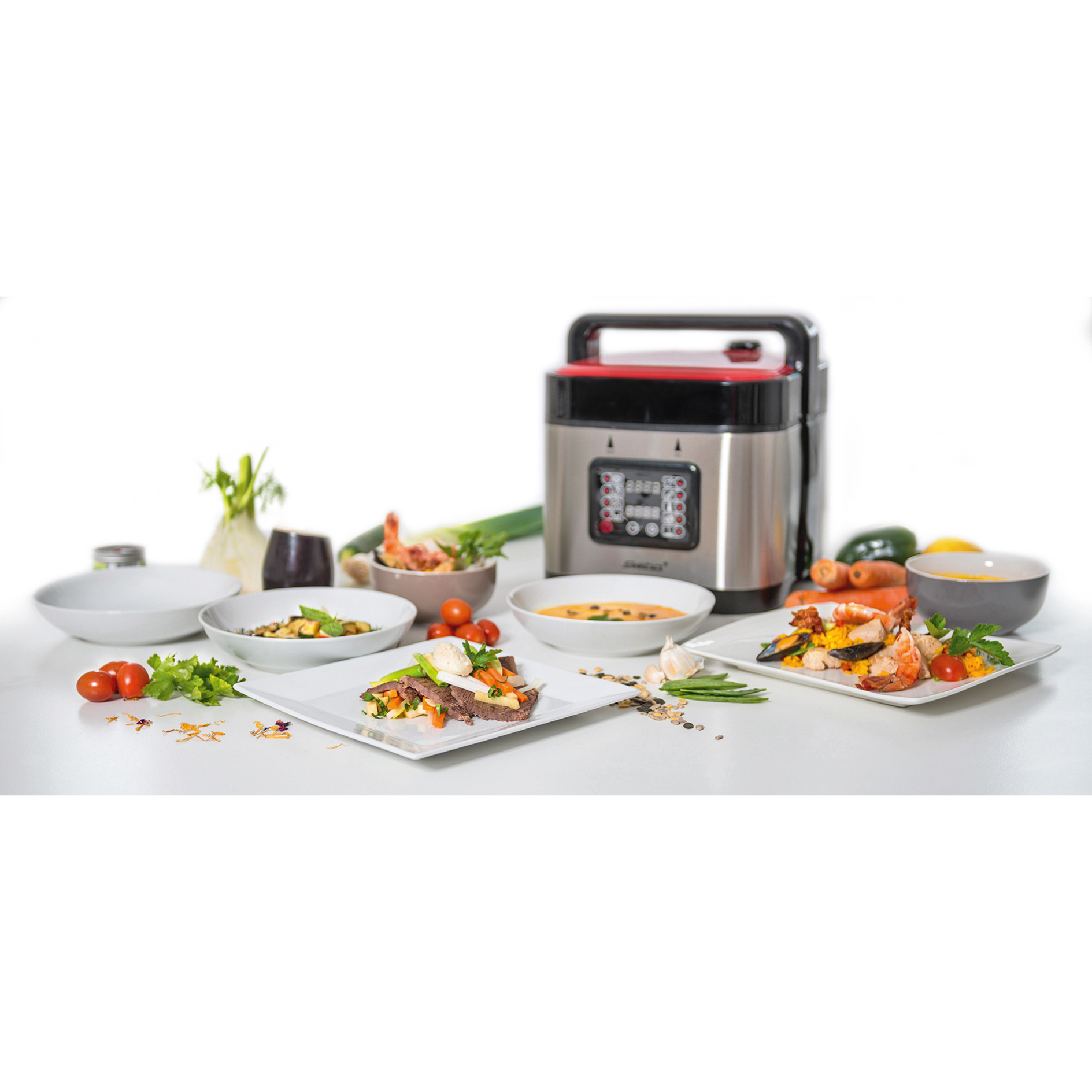 STEBA Dampfdruckkocher - schwarz-rot - 900 Watt