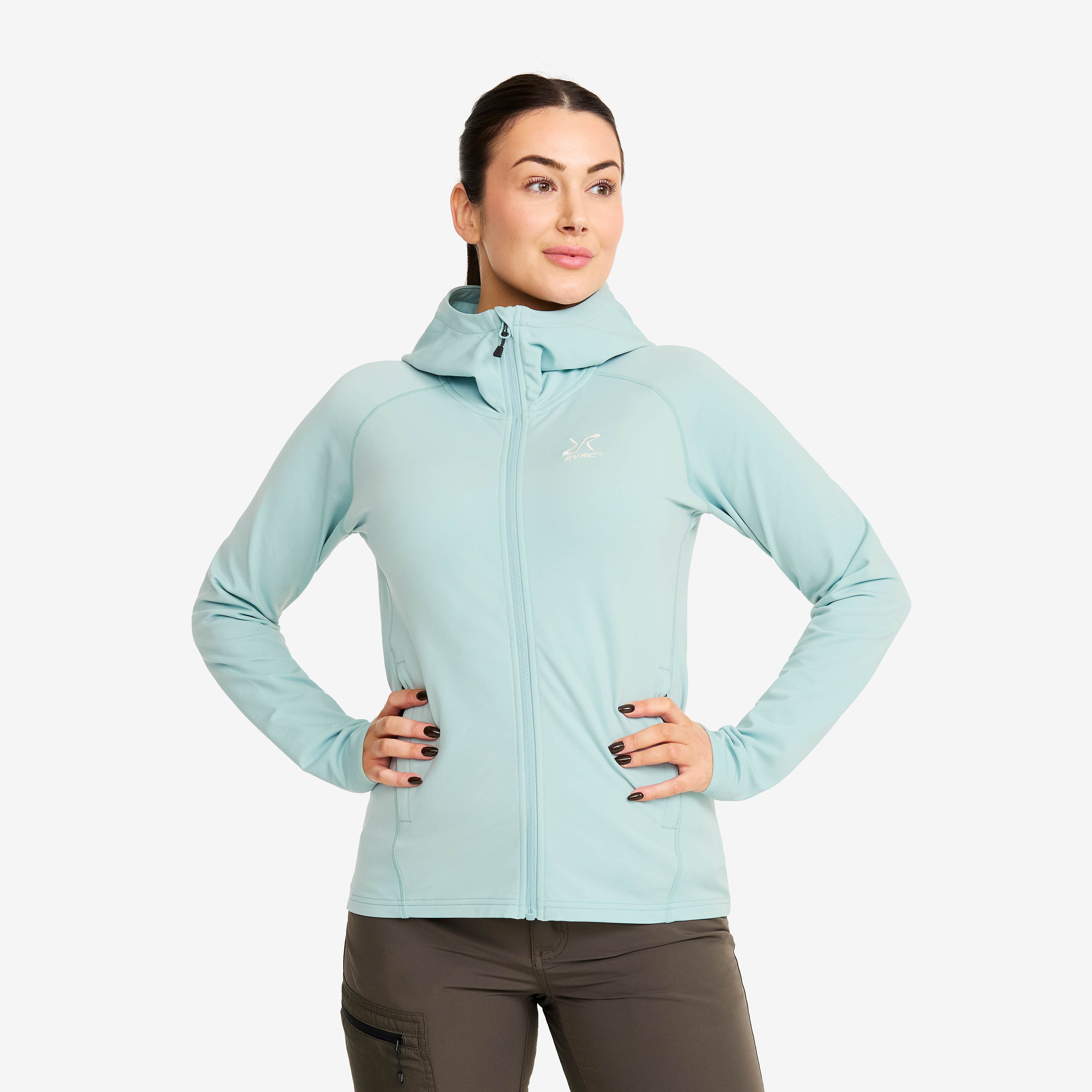 Evolution Light Stretch Fleece Hoodie Dame Gray Mist
