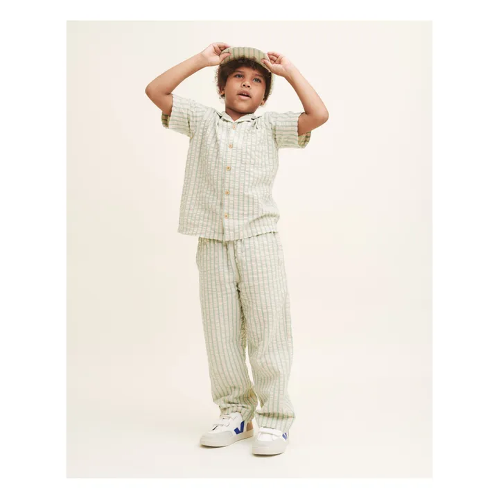 garbo&friends Pantalon Rayé Seersucker Enfant | Vert