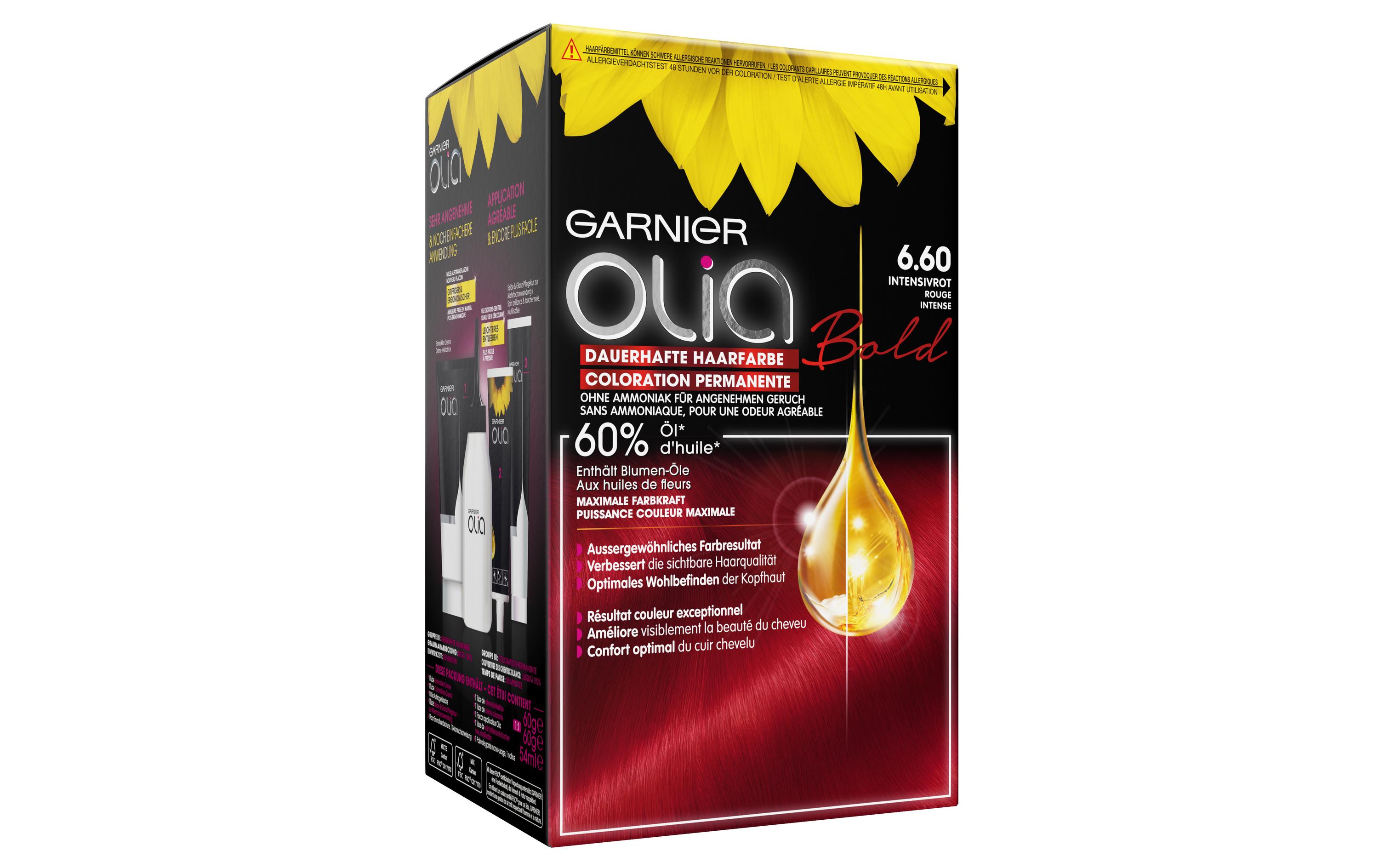 Haarcoloration Olia 6.60 Intensiv-RotDauerhafte Haarfarbe ohne Ammoniak