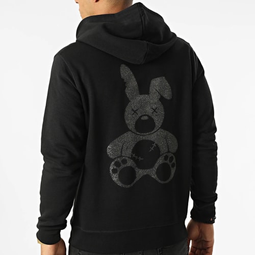 Sweat Capuche Lapin Noir Glitter