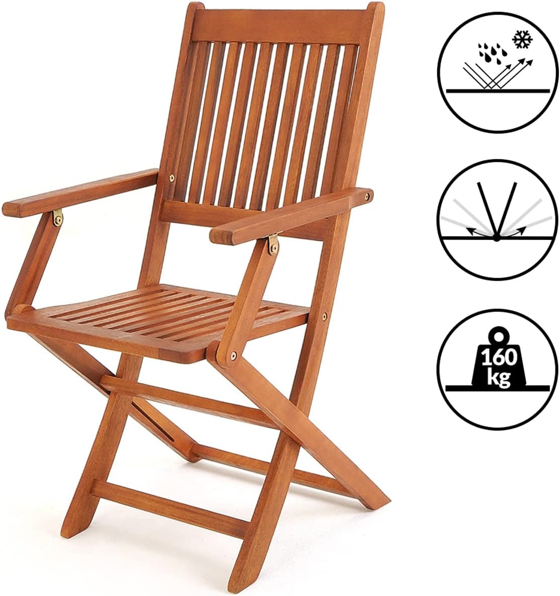 Casaria® Balkonmöbel Set 2 Personen Holz FSC®-Zertifiziert Wetterfest 3-TLG Klappbar 160kg Belastbarkeit Akazie Balkon Garten Möbel Terrassenmöbel