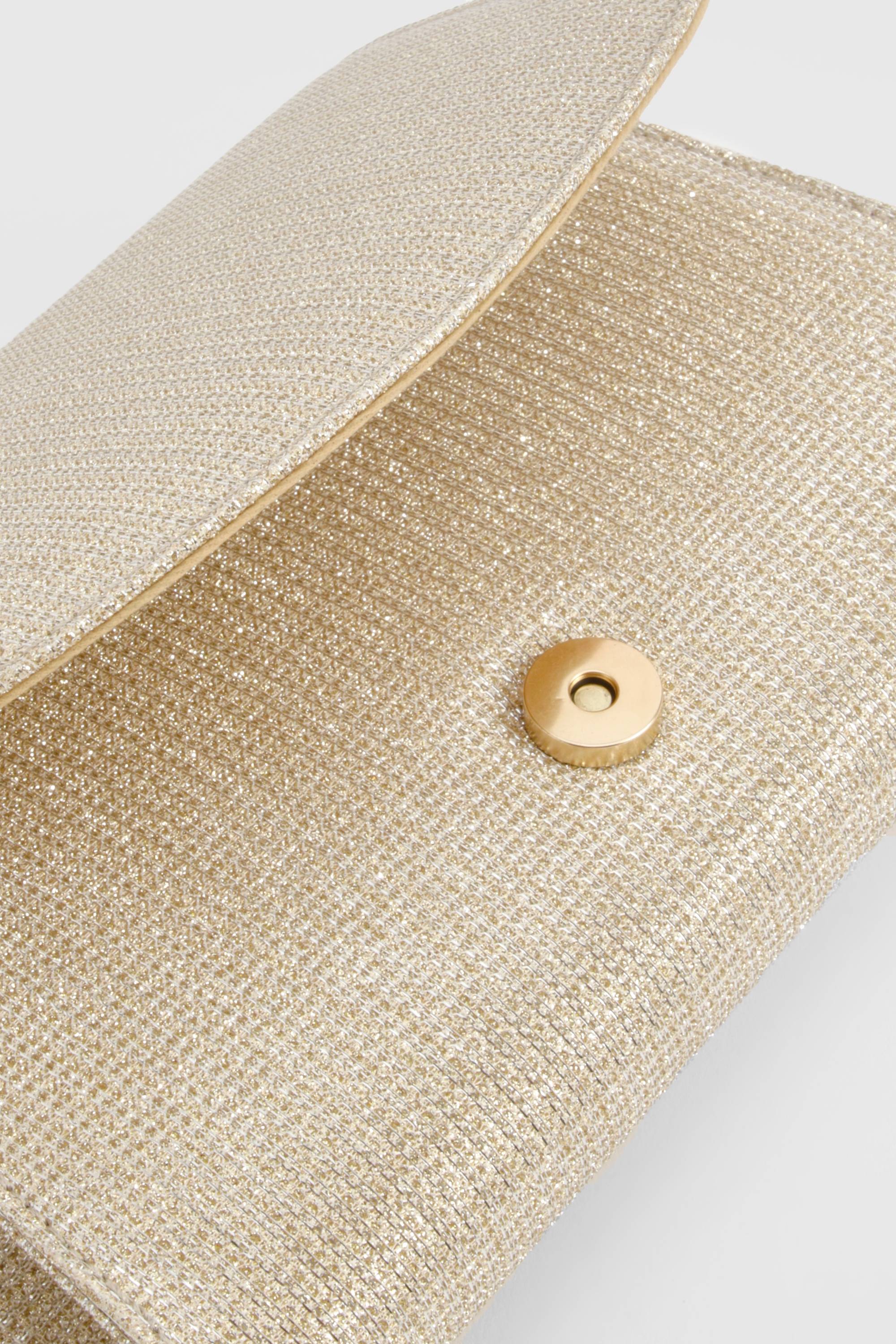 boohoo Pochette enveloppe scintillante dorée