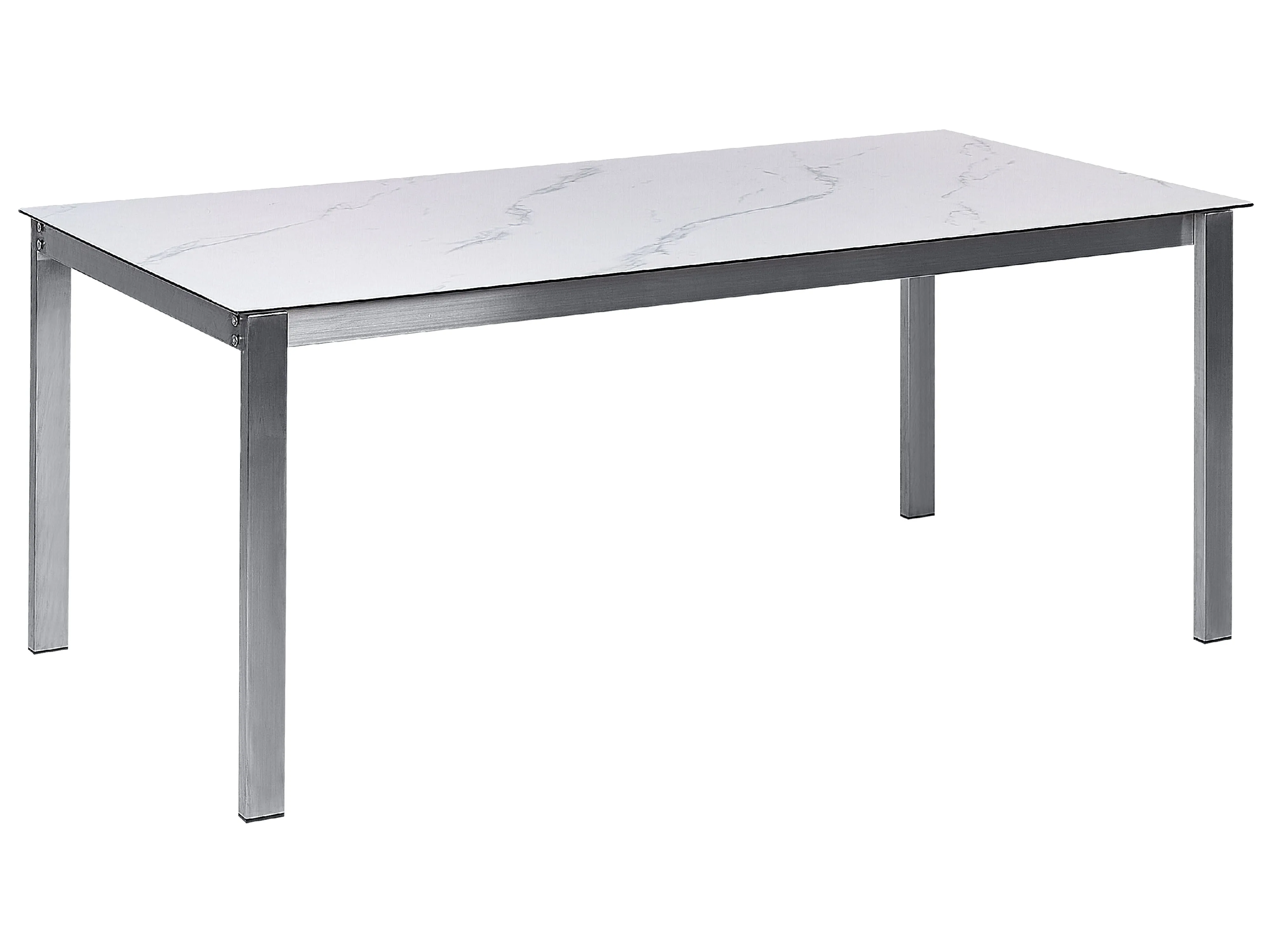 Tuin eettafel COSOLETO 180 cm 90 cm Marmereffect Glas Wit