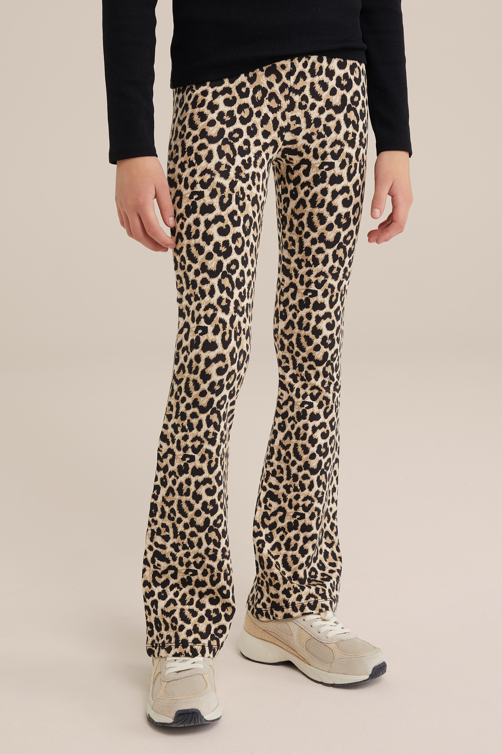 Meisjes flared legging met dessin WE Fashion Lichtbruin