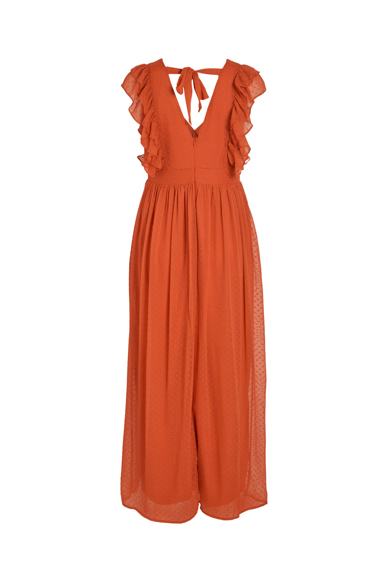 Vestido longo sem mangas com penas - Laranja