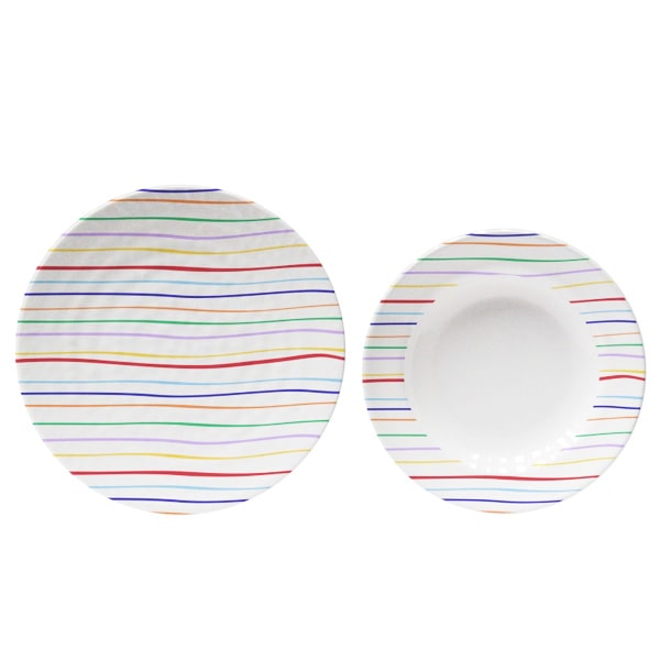 Lot de vaisselle Mélamine STRIPES anti dérapant