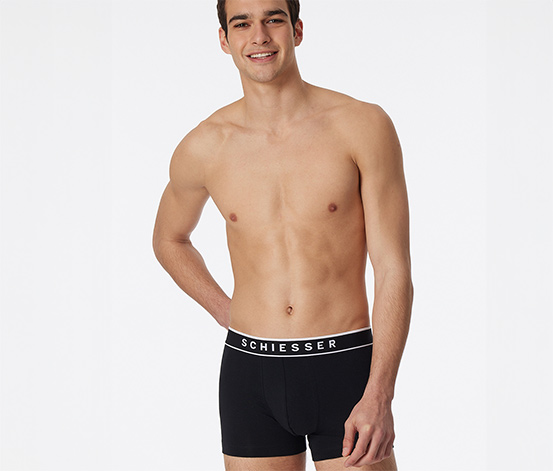 3 SCHIESSER Shorts mit Bio-Baumwolle, schwarz