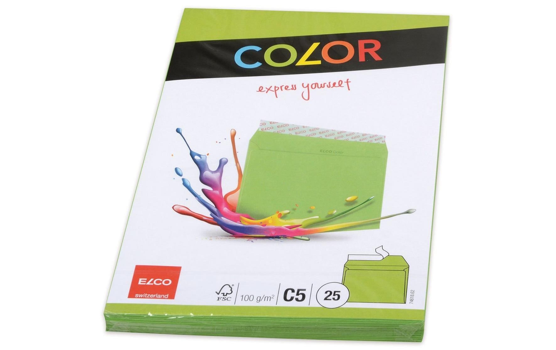 Couvert Color C5, Keine Fenster, 25 Stück, GrünFarbige Briefumschläge von Elco