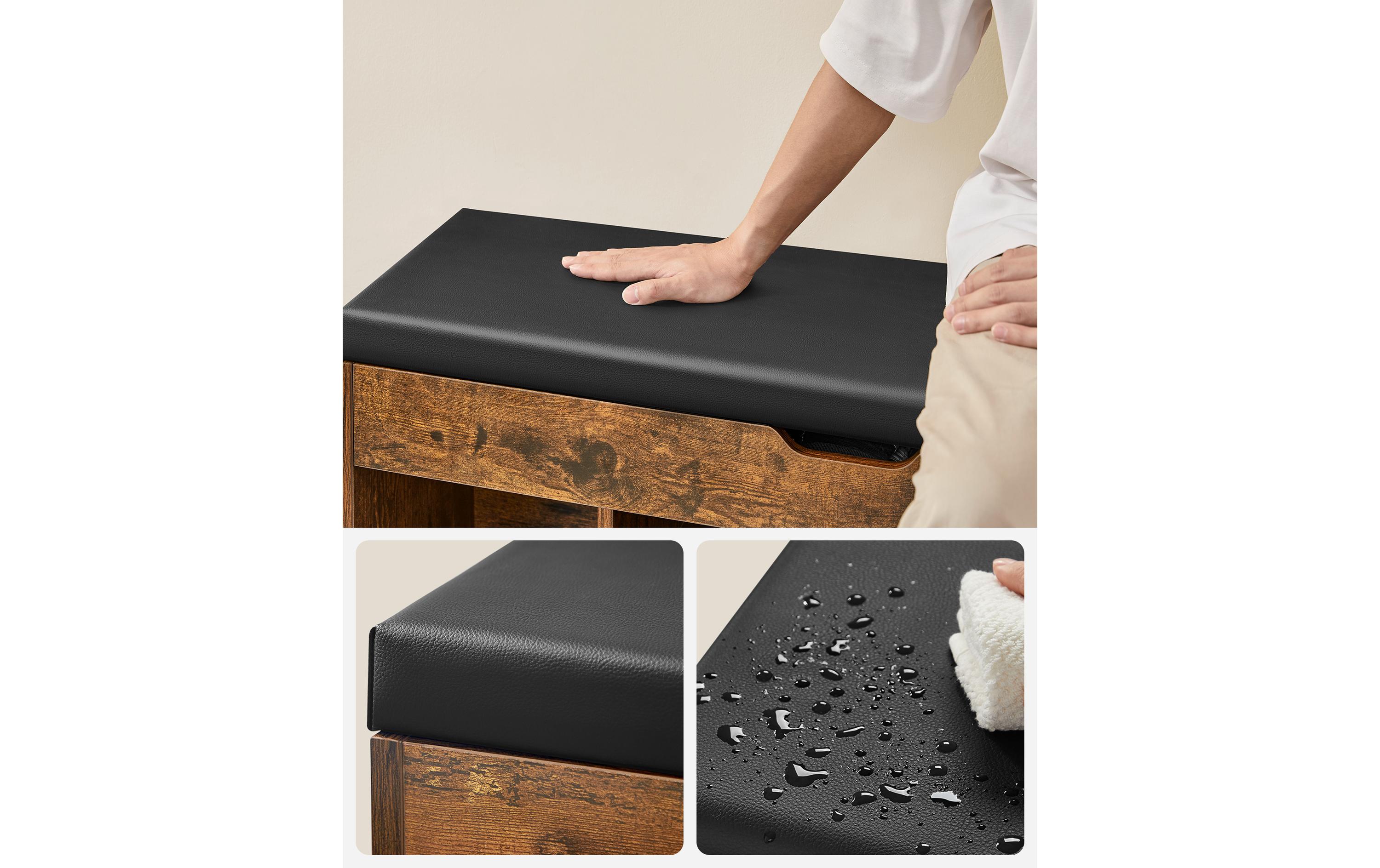 Sitztruhe mit 3 Fächern 100 x 44 x 30 cm, BraunSchuhbank für den Flur