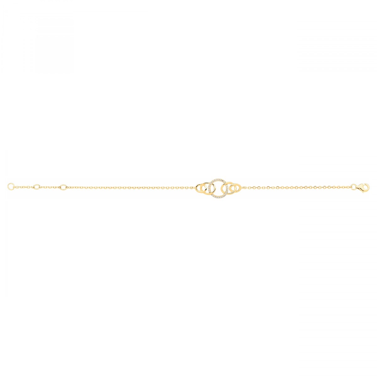 Bracelet souple en Plaqué Or avec oxyde de zirconium blanc