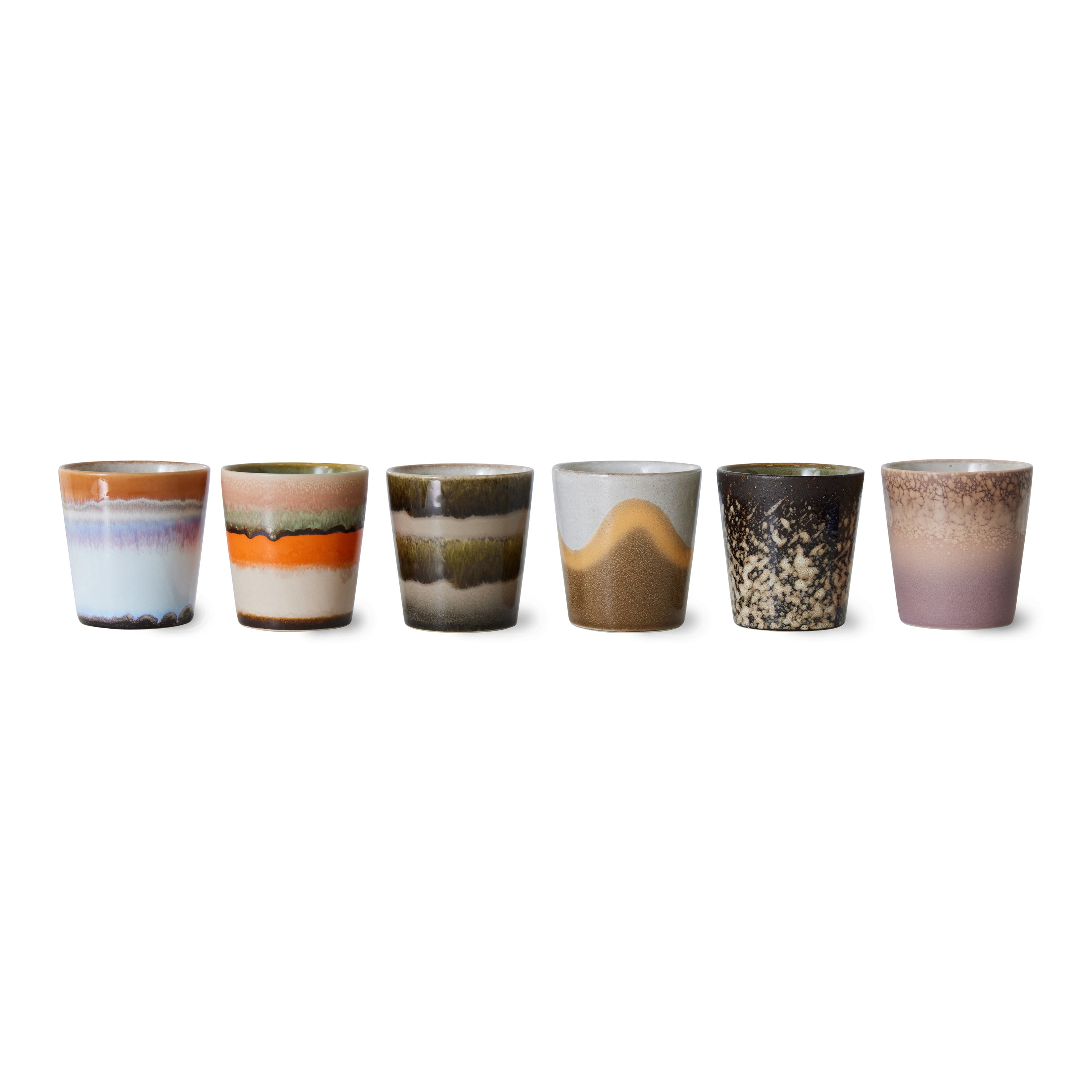 HKliving 70's Ceramics Mokken 0,23 L - Set van 6 - Elements