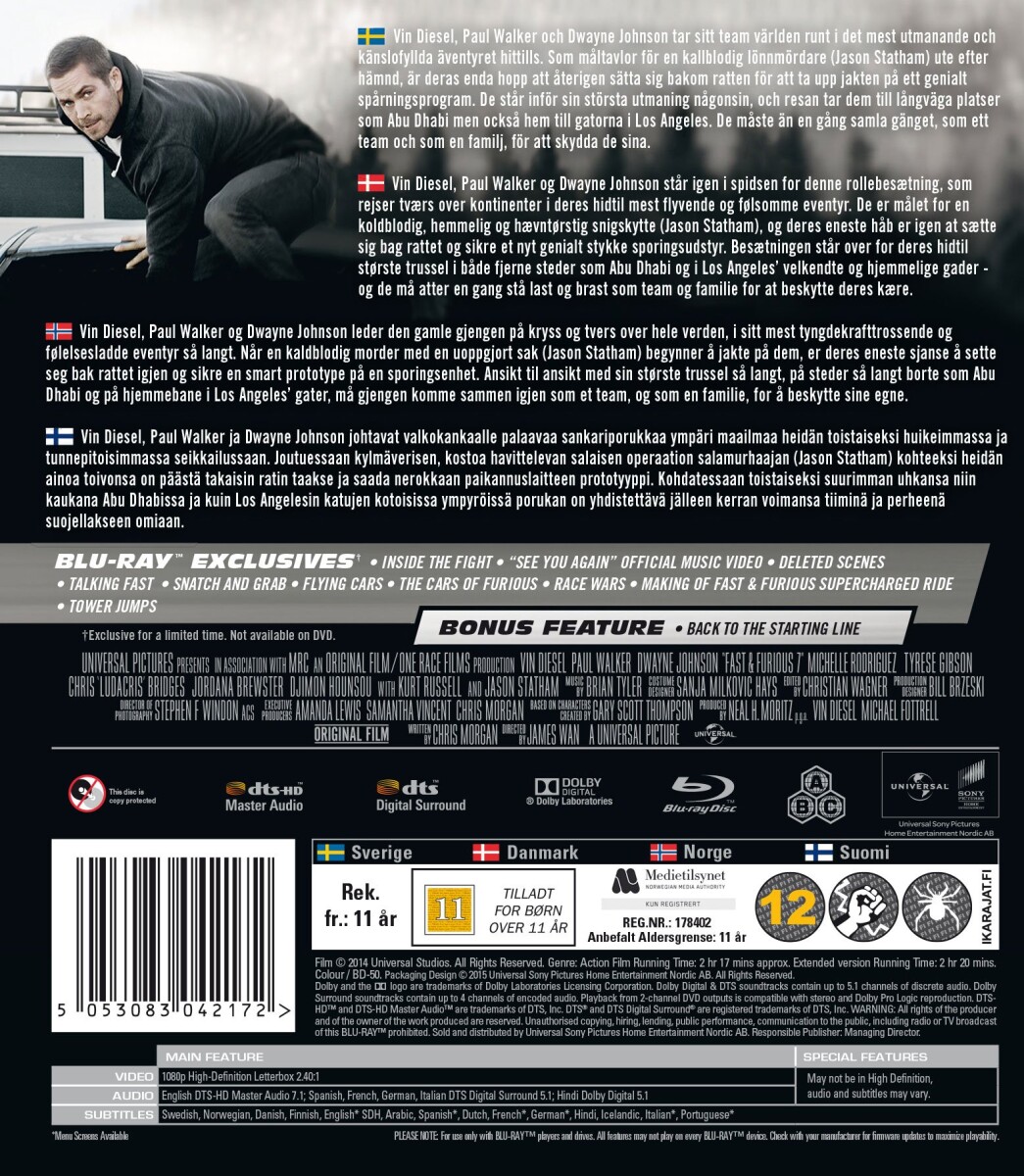 Fast And Furious 7 - Blu-Ray