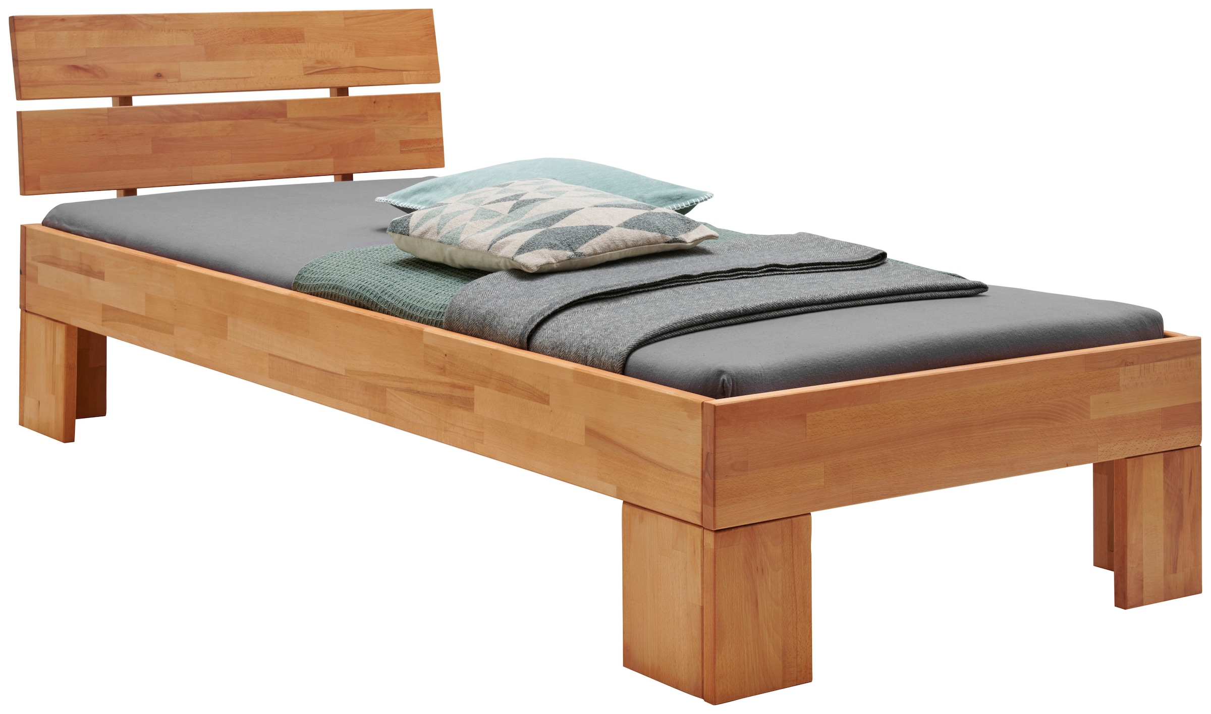 Home affaire Massivholzbett »Modesty II, Made in Europe« hohe Belastbarkeit: 200kg je Seite,  aus massiver Kernbuche, in verschiedenen Breiten, mit Metallbeschlägen