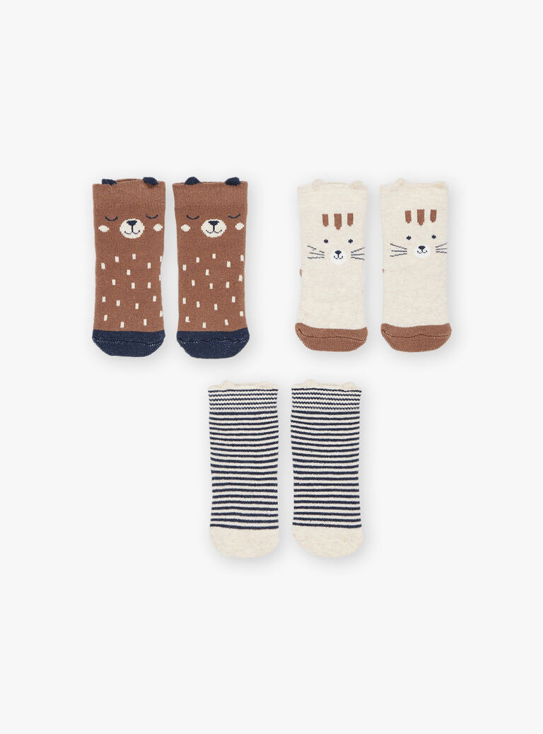chaussettes lotx3 Beige Chiné