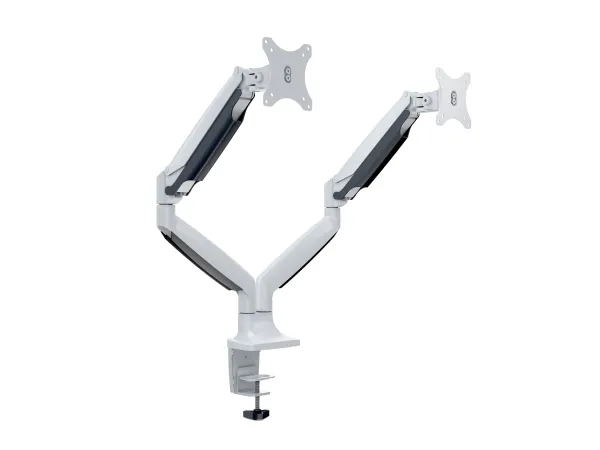 Multibrackets M Deskmount Gas Spring Dual - Monteringssæt (bordmontering, 2 artikulerende arme) - for 2 LCD displays - stål, højglansaluminium - hvid - skærmstørrelse: 15