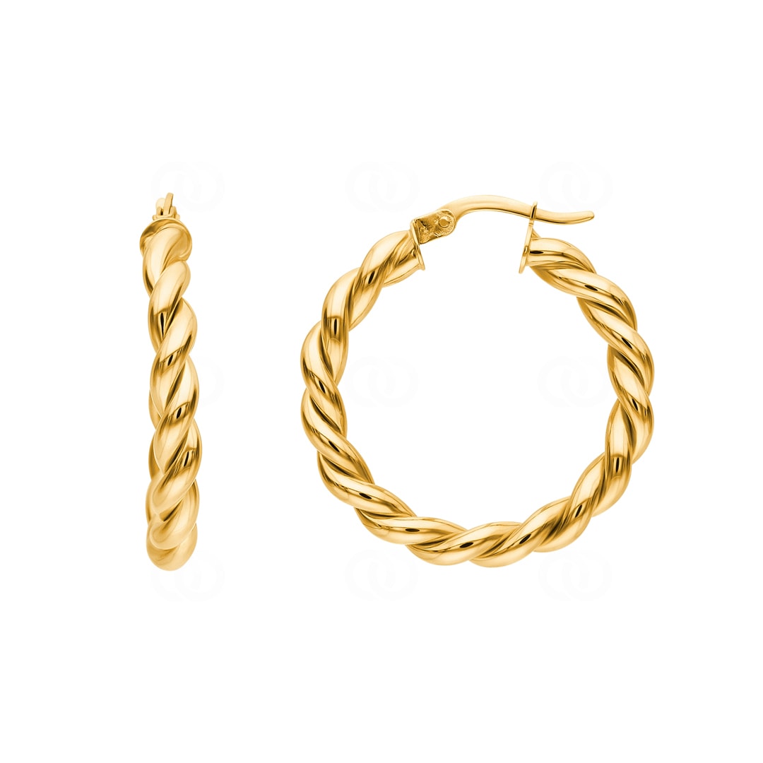Kreolen 750/18 K Gelbgold gekordelt Ø 28mm