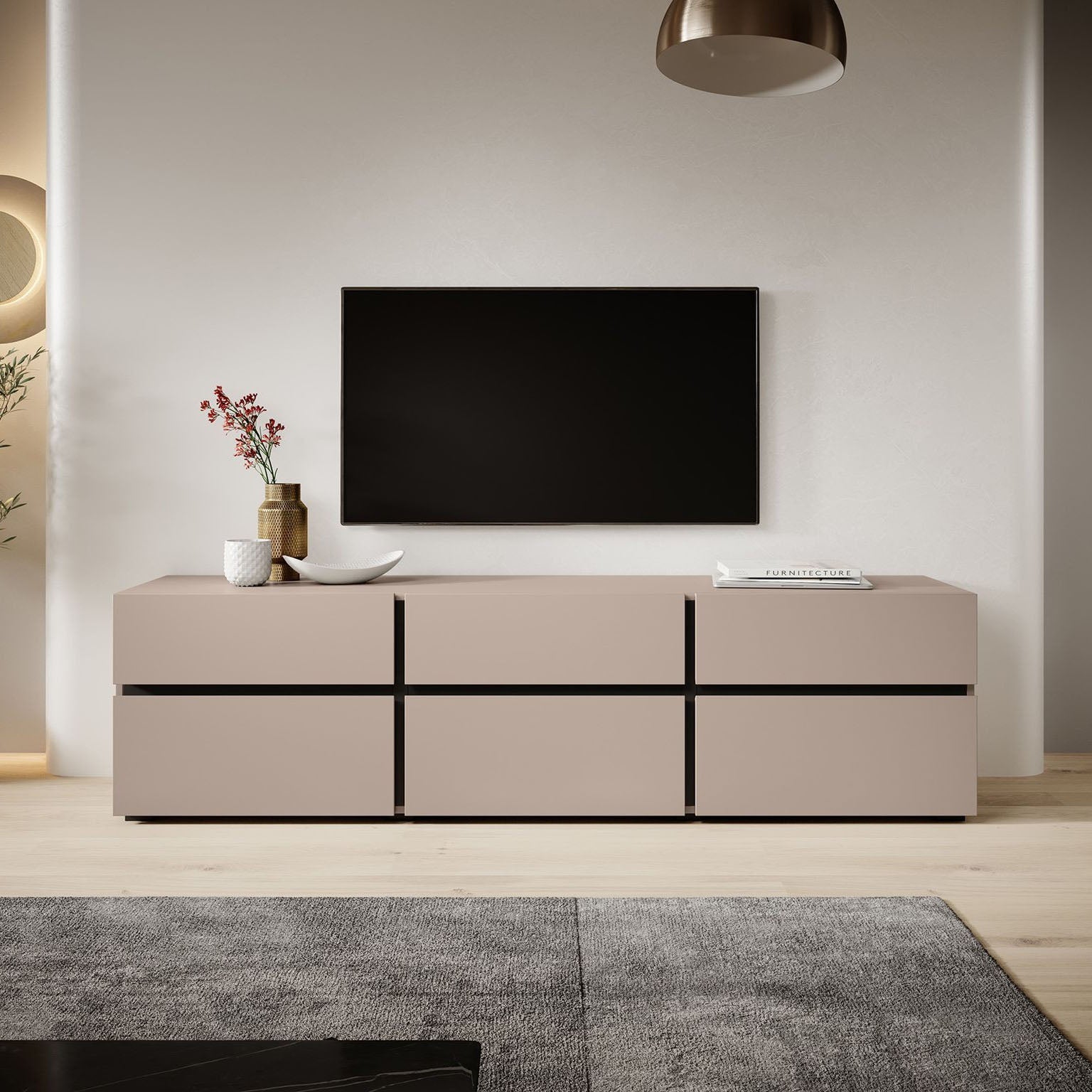 Cainan - TV-Meubel - met 3 lades - Beige - 180 cm
